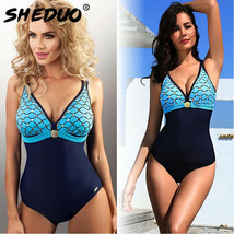 One-piece Swimwear for Women Mermaid Print Backless Swimsuit Monokini Sexy - £13.90 GBP