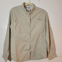 Womens Columbia Khaki Size Long Sleeve hiking/fishing shirt Size large - £19.01 GBP