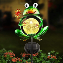 Garden Solar Lights Outdoor Decorative, Metal Frog Shape, Waterproof Stake Light - £25.74 GBP