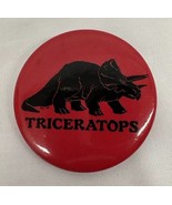 VINTAGE PINBACK BUTTON #79-032 - TRICERATOPS dinosaur - $271.95 MXN