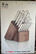 Cangshan S1 Series 17-Piece Forged High-Alloy Knife Set Solid Acacia Woo... - $197.01