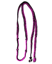 Western Barrel or Rodeo Horse PINK + BLACK Nylon Para Cord Contest 7&#39; Rein - £7.55 GBP