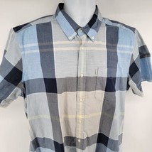 Barbour Plaid Blue &amp; White Tailored Fit Short Sleeve Button Up Size M - £26.01 GBP