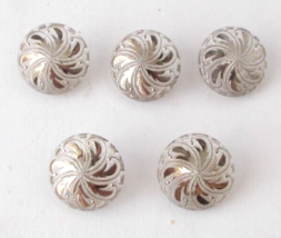 5 Vintage Self-Shank Buttons Clear Sllver Swirls 3.75 in. 55cc - $34.64