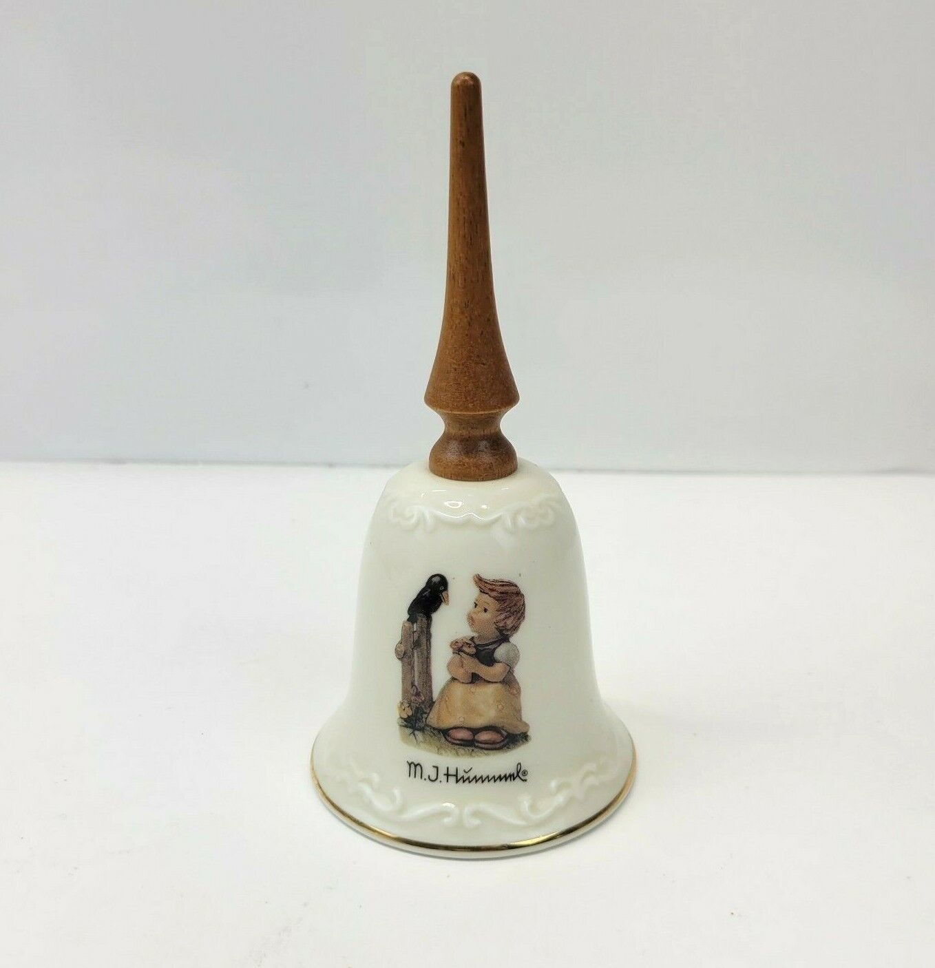 Primary image for MJ Hummel Goebel Porcelain Bell Sing With Me Wooden Handle ARS Switzerland