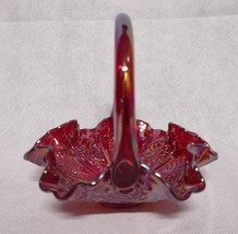 Fenton Peacock and Dahlia Red Carnival Basket 1992 6573RN Amberina - £70.74 GBP