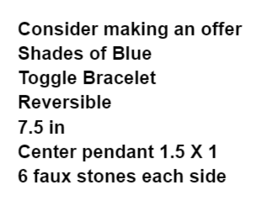 Shades of Blue Southwest Faceted Toggle Bracelet Teardrop Reversible Floral Art - £15.62 GBP