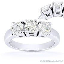 Forever ONE D-E-F Round Cut Moissanite 3-Stone Engagement Ring in 14k White Gold - £813.74 GBP+