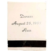 Doreen Russ Wedding Vintage Matchbook August 26 1967 Matches Unstruck E19D - $19.99