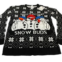 Ugly Christmas Sweater XL Black Snowman Chilling With Snow Buds 3D Pullover - $14.45