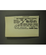 1952 The Weavers concert Ad - Pete Kameron &amp; Harold Leventhal present - £14.55 GBP