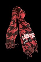 Lacoste Live Men’s Red Black Wool Blend Scarf Made in Italy NWT Fringe Logo image 4