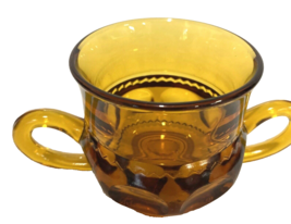Vintage Indiana Amber Glass King&#39;s Crown Thumbprint Sugar Bowl - £6.75 GBP