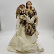 Vintage 14 Inch Beautiful Ornate Ivory Gold Angel Christmas Holiday Tree Topper - £38.09 GBP