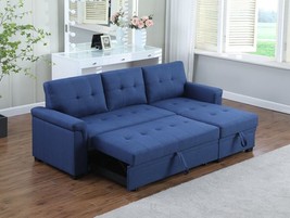 Peel Contemporary L-Shape Sofa with Storage Chaise in Linen Fabric - £830.77 GBP