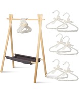 Garment Rack with 6Pcs Pearl Hangers for Pets, Wooden Clothing Rack Storage - €51,49 EUR