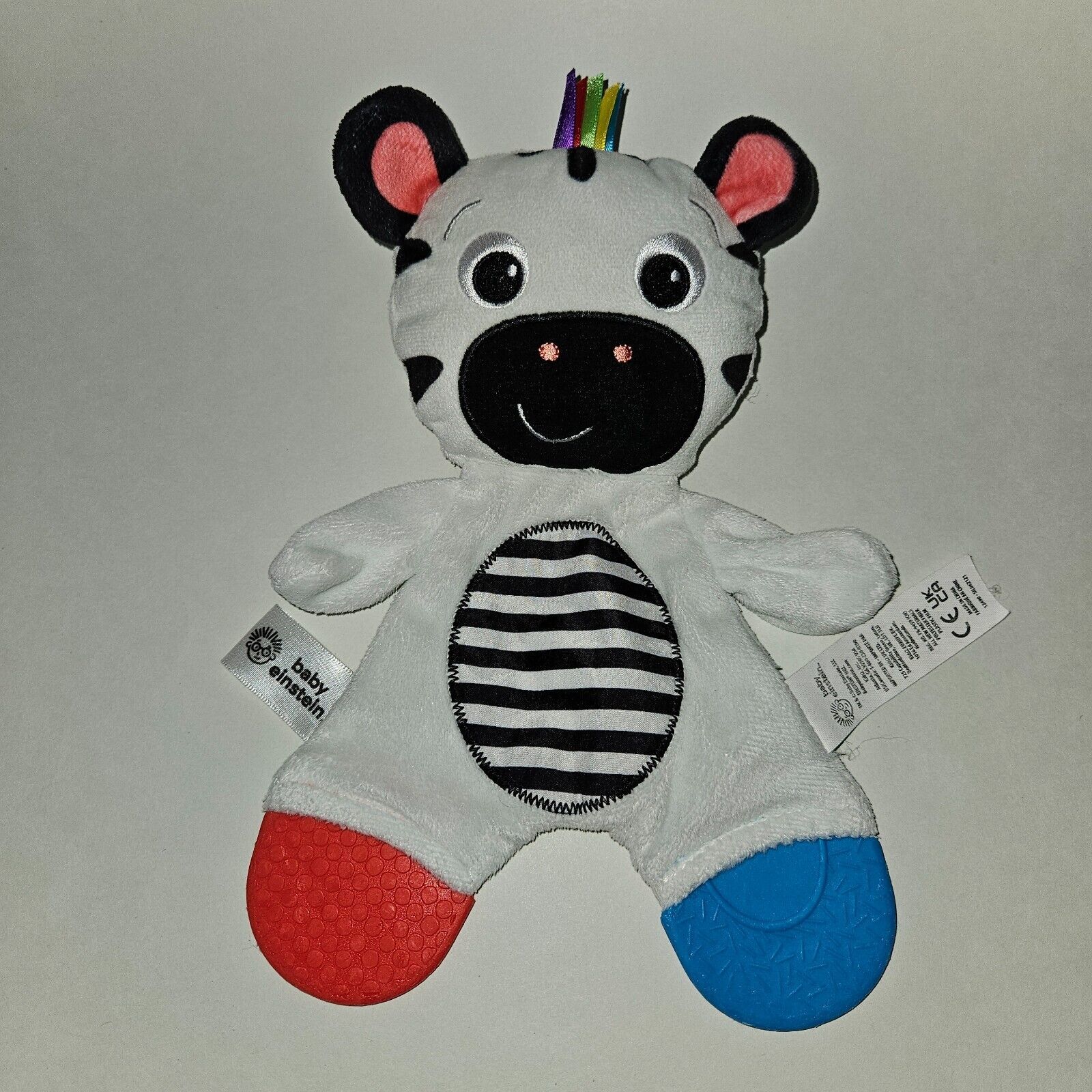Baby Einstein Zebra Plush Teether Baby Stuffed Animal Toy Lovey - $9.85
