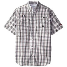 Georgia Bulldogs Columbia Shirt Vented PFG Super Bonehead XL Plaid Short Sleeve - $28.22