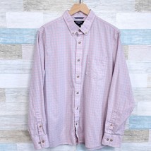 Nordstrom Linen Trim Fit Shirt Pink Gray Plaid Check Button Down Mens Large - $39.59