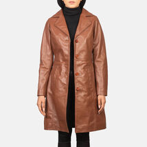 Alexis Brown Single Breasted Leather Coat For Ladies - $310.00