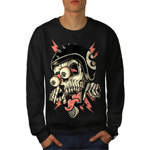 Wellcoda Biker Head Face Skull Mens Sweatshirt, Death Casual Pullover Jumper - £24.11 GBP+