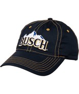 BUSCH BEER ROCKY MOUNTAIN TEXT LOGO NAVY BLUE ADJUSTABLE CURVED BILL HAT... - $433.08 MXN