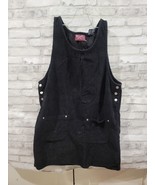 Vtg Denim Co Size M Women Overall Pinafore Dress Black Maxi Pockets Jumper - $27.15 CAD