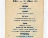 French Dine du 25 Aout 1903 Menu H Potin Traiteur  - $27.72