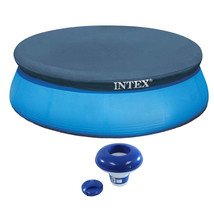 Intex 15 Foot Easy Set Swimming Pool Debris Cover &amp; Floating Chlorine Dispenser - £45.55 GBP