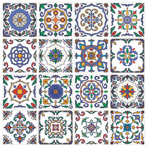Portugal Tile Decals 4x4 Inch Santarem - Set of 16 - Peel and Stick Tile Sticker - £10.25 GBP