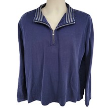 Faconnable 1/4 Zip Golf Casual Cotton Sweater Mens Size L Navy Blue - $25.21