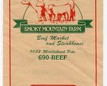 Smoky Mountain Farm Beef Market Menu Middlebrook Pike Knoxville Tennesse... - £11.07 GBP
