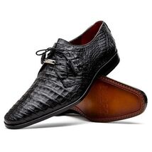 Lacio Genuine Caiman Crocodile Dress Derby's Shoes Black image 3