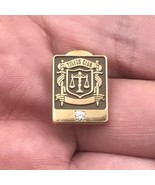 Toledo Club Ohio 1/10 10K Gold One Rhinestones Tie Tack Pin 1/2&quot;x5/8&quot; Te... - $34.43