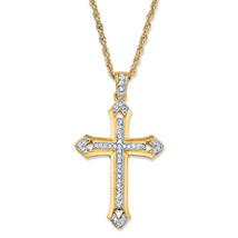 PalmBeach Jewelry Men&#39;s Goldtone Crystal Cross Pendant Necklace with Chain 24&quot; - £30.60 GBP