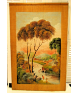 Framed Antique Madagascar Landscape Painting on Fabric by Louise Ravalan... - $345.51