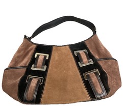 Tignanello Leather &amp; Suede Brown Shoulder Bag W/ Multicolor Interior - €16,92 EUR