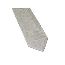 Men's Stacy Adams Tie and Hankie Set Woven Silky Satin #SAT115 White Paisley image 3