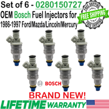 New Oem Bosch x6 Fuel Injectors For 1986-1997 MERCURY/FORD/LINCOLN #0280150727 - £214.54 GBP