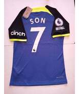 Son Heung Min Tottenham Hotspur EPL Match Slim Blue Away Soccer Jersey 2... - $80.00