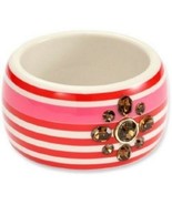 JUICY COUTURE Red STRIPED Oversized Large BANGLE Bracelet SHIMMER Floral... - $162.95 CAD