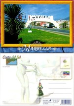 Spain Costa del Sol Marbella City Arch Flags Statue Vintage Postcard - £7.38 GBP