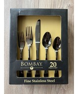 Bombay 20 PC set MARSALA Fine Stainless Steel Utensils New flatware, Shine Black - $92.57