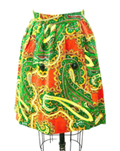 RARE Vintage 1960s Evan-Picone Paisley Mini Skirt Red Yellow Cotton S - $83.11