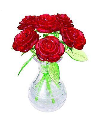Primary image for 3D Crystal Gallery Jigsaw Puzzle 6 Rose Red 47 pieces JAPAN Gift