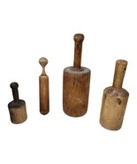 Primitive Kitchen Wooden Pestle Masher Lot of 4 Brown Rustic Decor Farmh... - £77.56 GBP