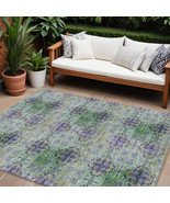 10&#39; X 14&#39; Purple and Green Floral Medallion Washable Non Skid Indoor Out... - $587.49