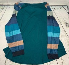 Womens Plus Size Long Sleeve Tunic Crewneck Colorblock Striped Tee Shirt - £19.46 GBP