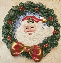 1996 HAND PAINTED SANTA CANAPE PLATE OMNIBUS  BY FITZ AND FLOYD - $27.70