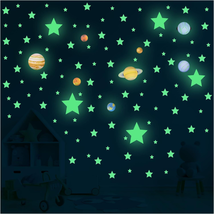 Glow in the Dark Stars and Planet Solar System Walls 109 Fluorescent Stars Stick - £9.52 GBP